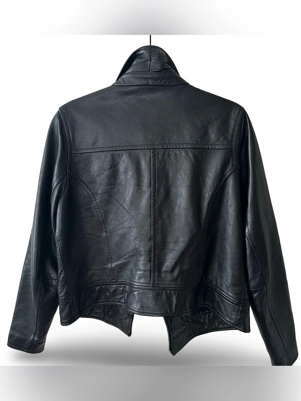 AUTH Vtg 90’s Barneys New York Soft Black Leather Moto Jacket Large Retail $895 - Picture 6 of 8